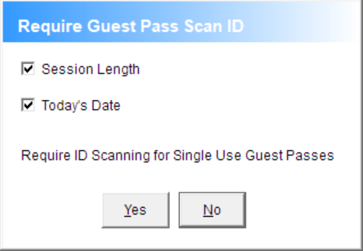 Guest Passes Menu Require Scan ID Settings